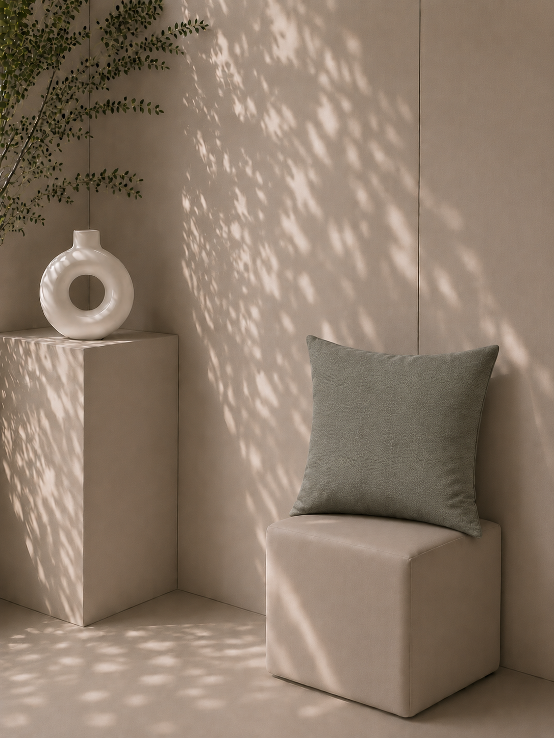 Olive Gray Kırlent Kılıfı