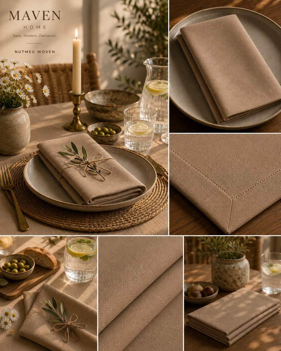 Nutmeg Woven 6'lı Servis Peçetesi