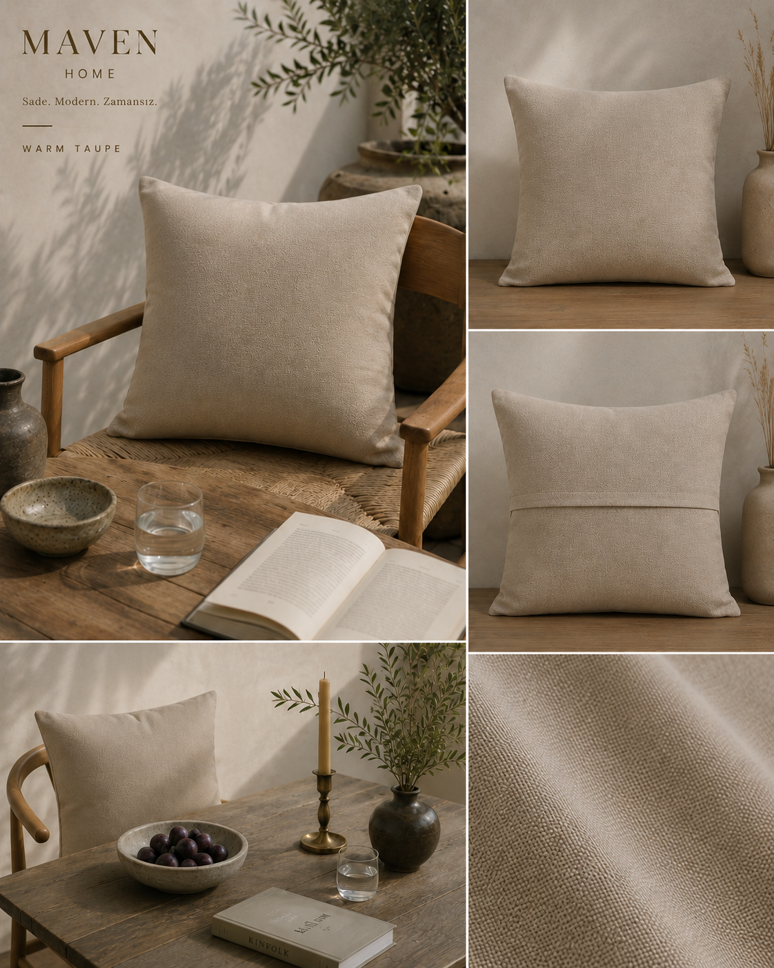 Warm Taupe Kırlent Kılıfı