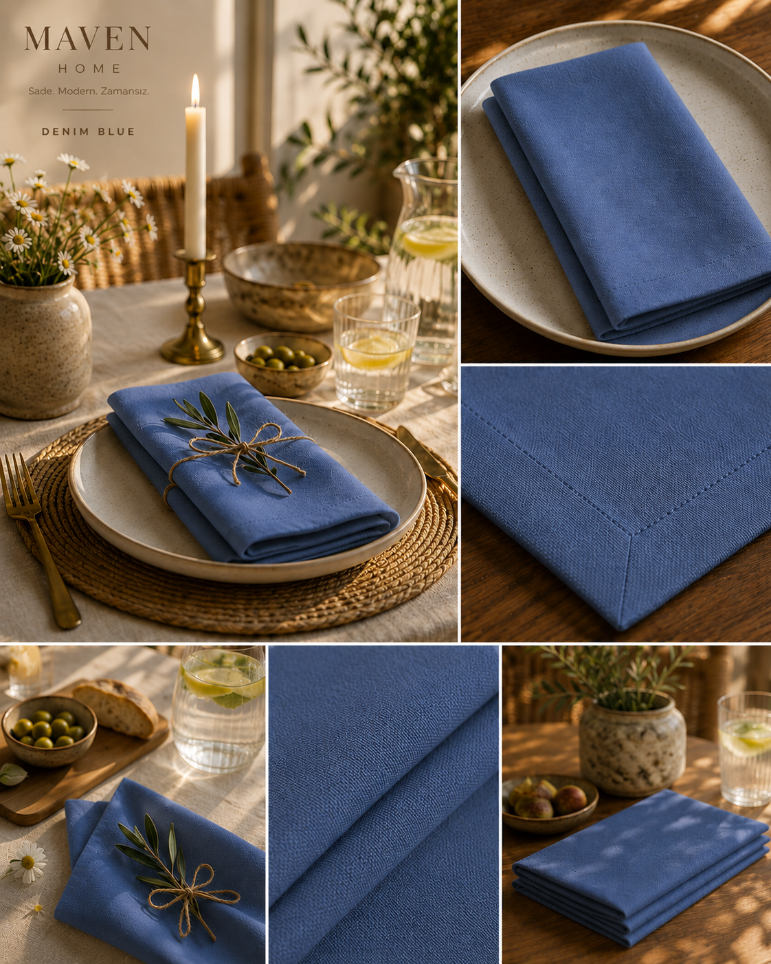 Denim Blue 6'lı Servis Peçetesi