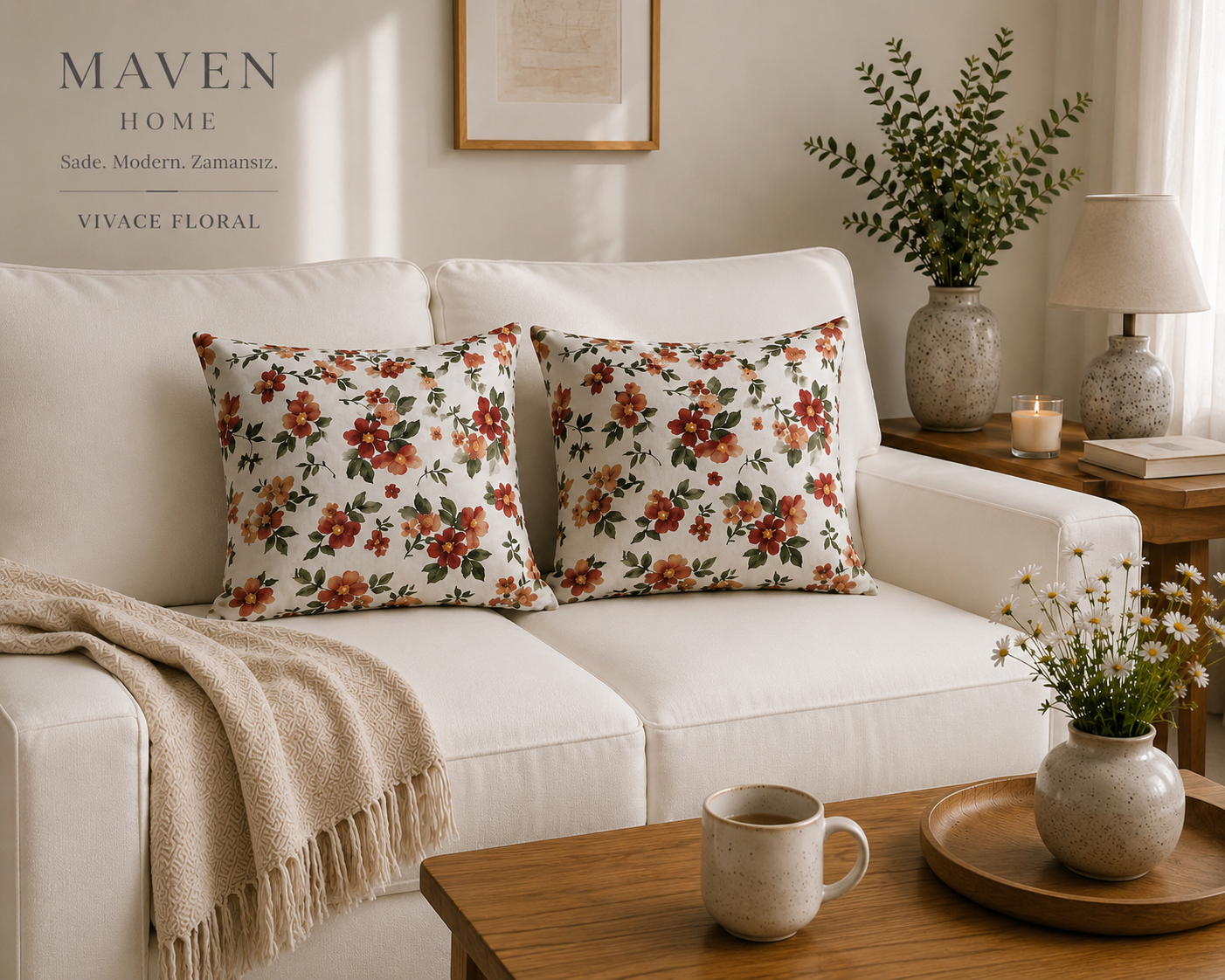 Vivace Floral Kırlent Kılıfı