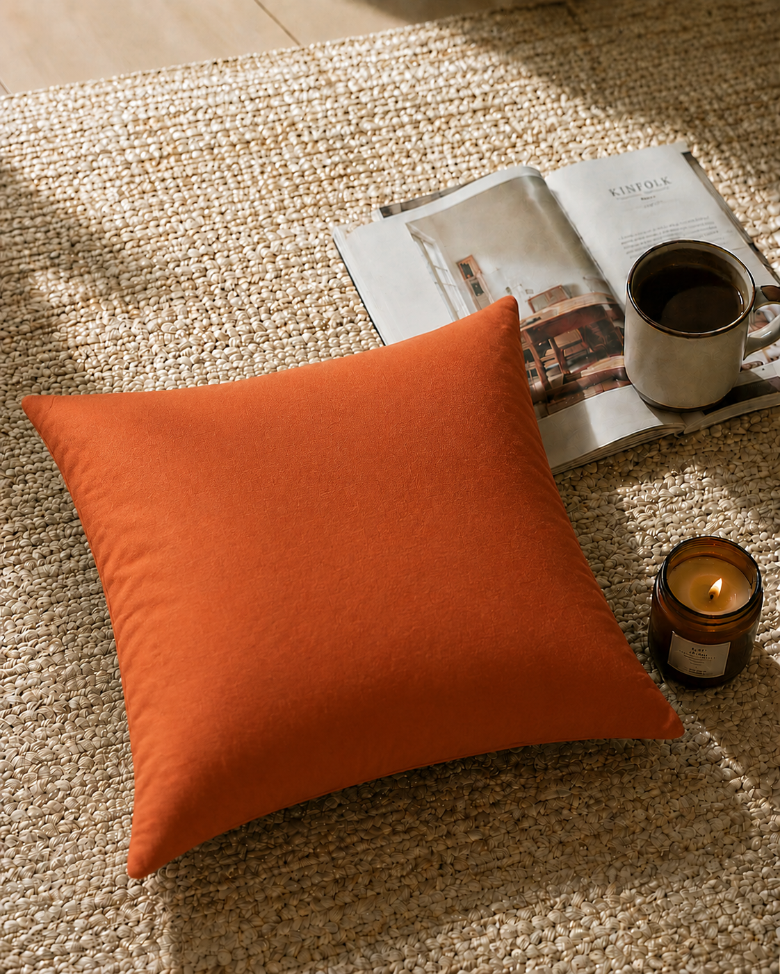 Orange Solıd Kırlent Kılıfı