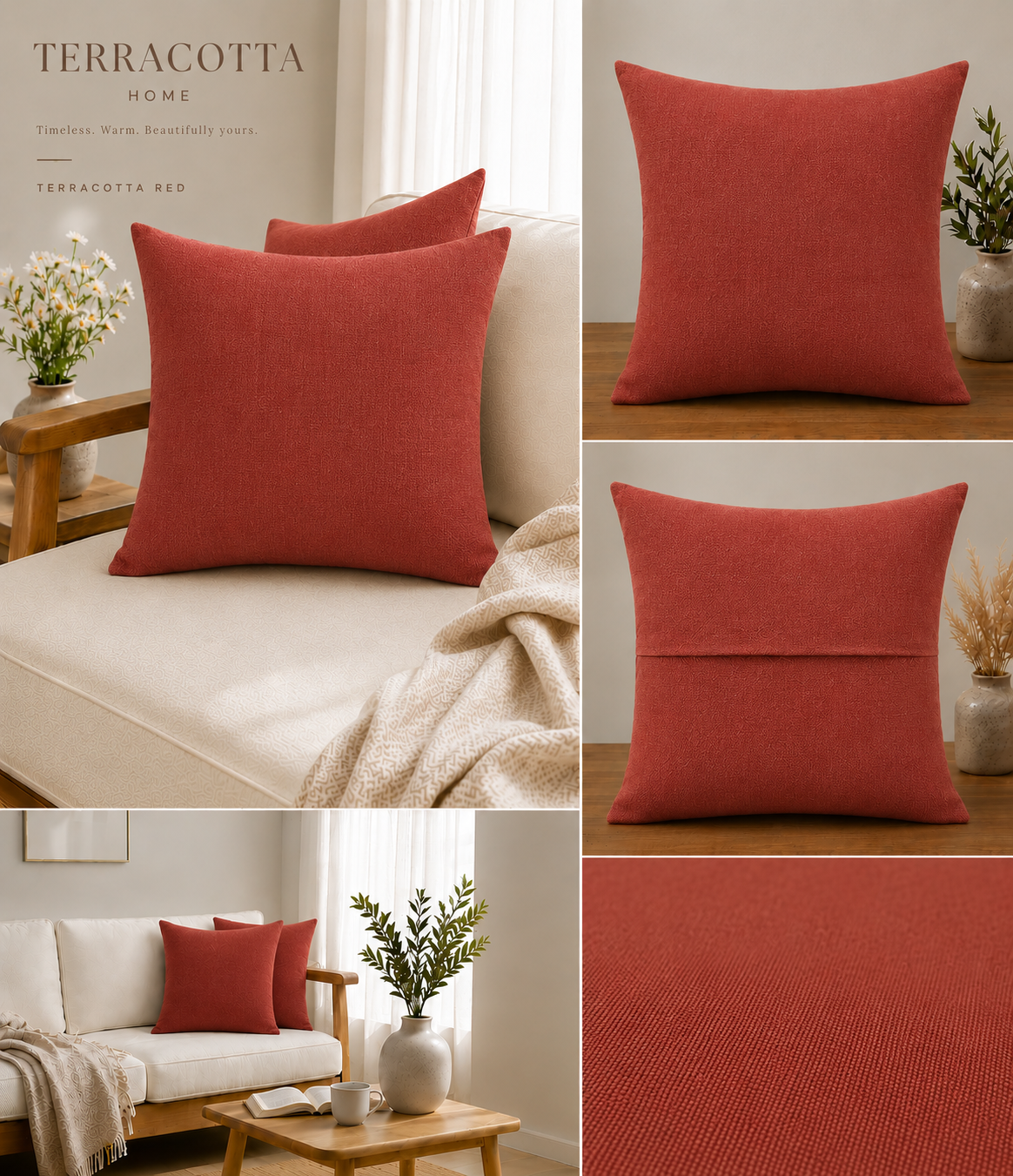 Terracotta Red Kırlent Kılıfı
