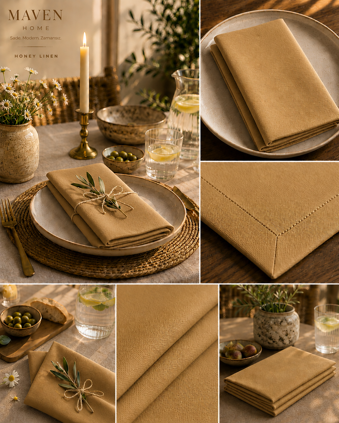 Honey Linen 6'lı Servis Peçetesi