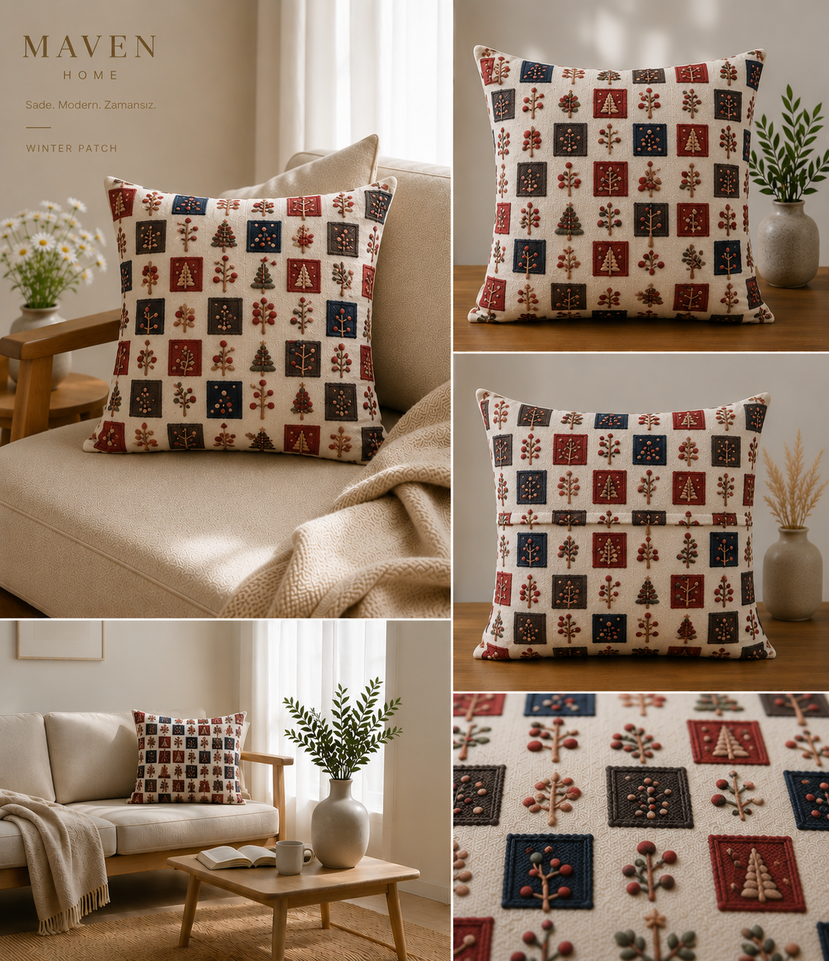 Winter Patch Kırlent Kılıfı