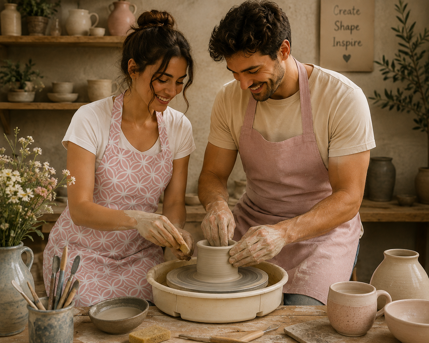 Ceramic Love Couple Mutfak Önlüğü Seti