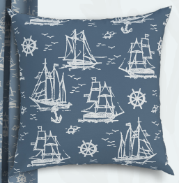 Yelkenli Navy Blue Kırlent Kılıfı