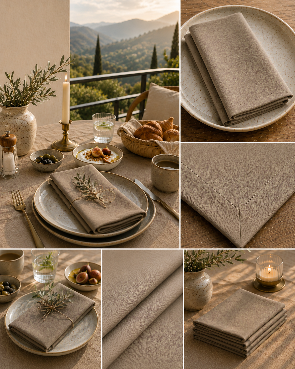 Warm Taupe 6'lı Servis Peçetesi